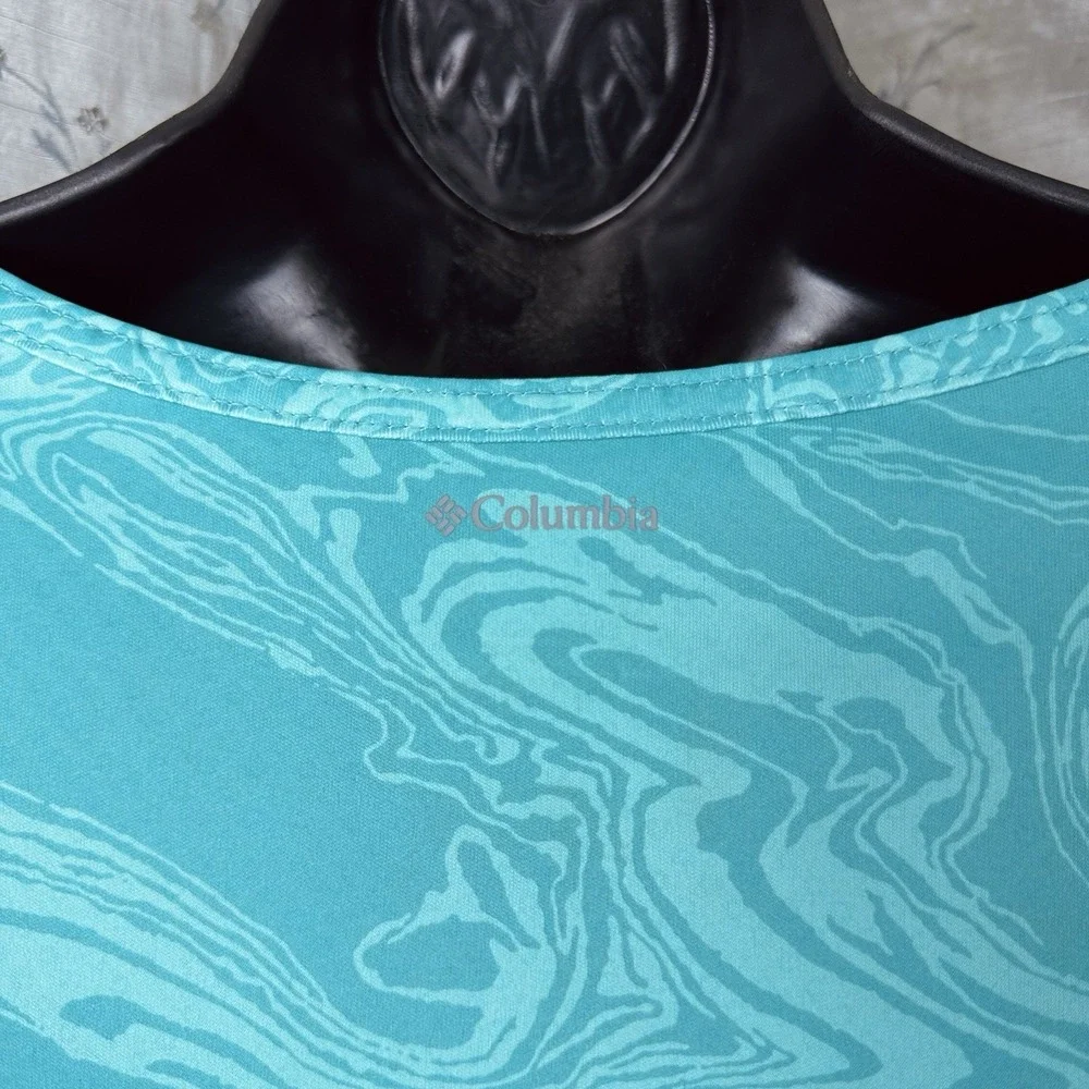 Columbia Omni-Freeze Zero Turquoise Blue Swirl Sleeveless Cool Active Dress LG - Picture 4 of 8
